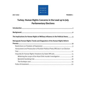 Turkey: Human Rights Concerns in the Lead up to July Parliamentary Elections