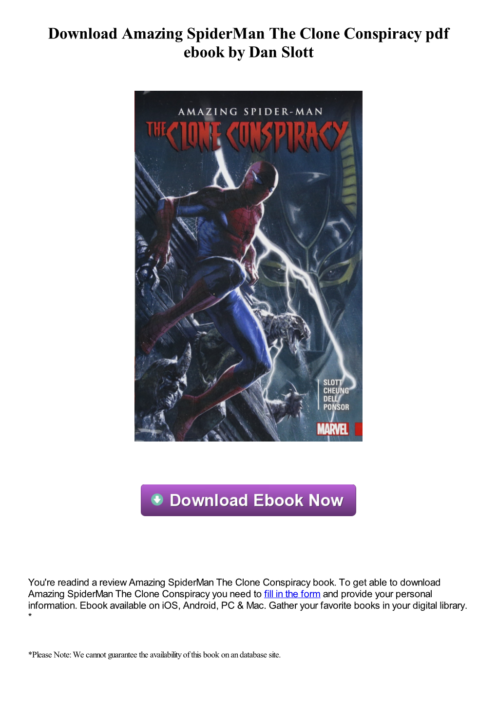 Amazing Spiderman the Clone Conspiracy Pdf Ebook by Dan Slott