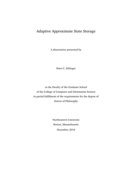 Adaptive Approximate State Storage