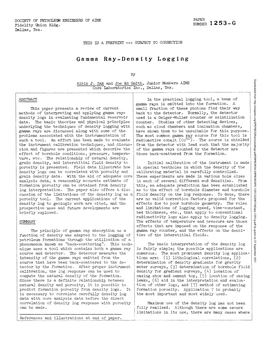 Gamma Ray-Density Logging