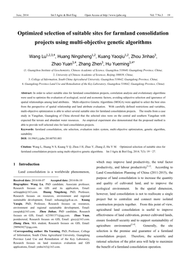 Optimized Selection of Suitable Sites for Farmland Consolidation Projects Using Multi-Objective Genetic Algorithms