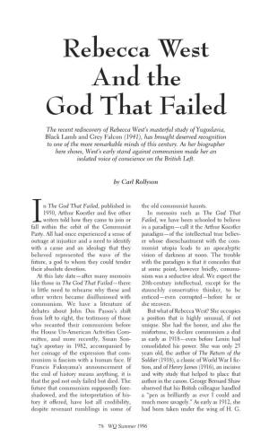 Rebecca West and the God That Failed