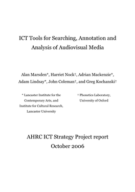 ICT Tools for Searching, Annotation and Analysis of Audiovisual Media