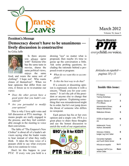 March 2012 Volume 76, Issue 5 President’S Message