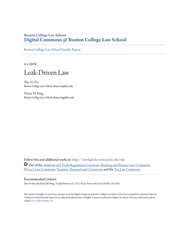 Leak-Driven Law Shu-Yi Oei Boston College Law School, Shuyi.Oei@Bc.Edu