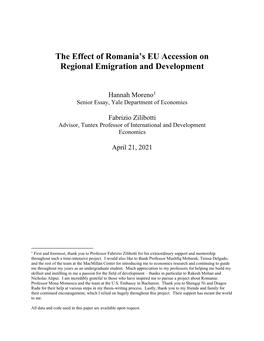 The Effect of Romania's EU Accession on Regional Emigration And