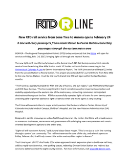 R Line Opening Date Announcement News Release