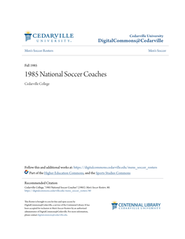 1985 National Soccer Coaches Cedarville College