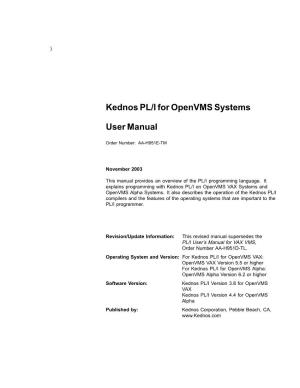 Kednos PL/I for Openvms Systems User Manual