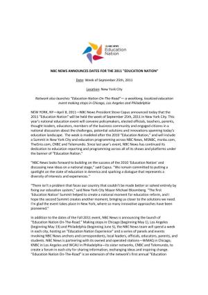 2011 Ednation Summit Press Release