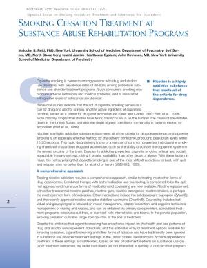Smoking Cessation Treatment at Substance Abuse Rehabilitation Programs