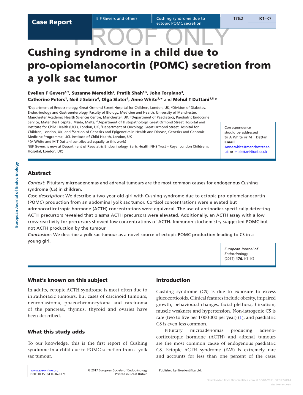 (POMC) Secretion from a Yolk Sac Tumor