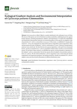 Ecological Gradient Analysis and Environmental Interpretation of Cyclocarya Paliurus Communities