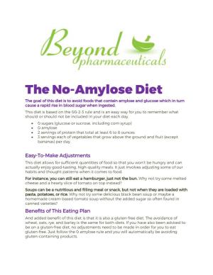 The No-Amylose Diet the Goal of This Diet Is to Avoid Foods That Contain Amylose and Glucose Which in Turn Cause a Rapid Rise in Blood Sugar When Ingested