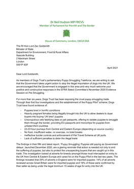 Dogs Trust Letter to Zac Goldsmith
