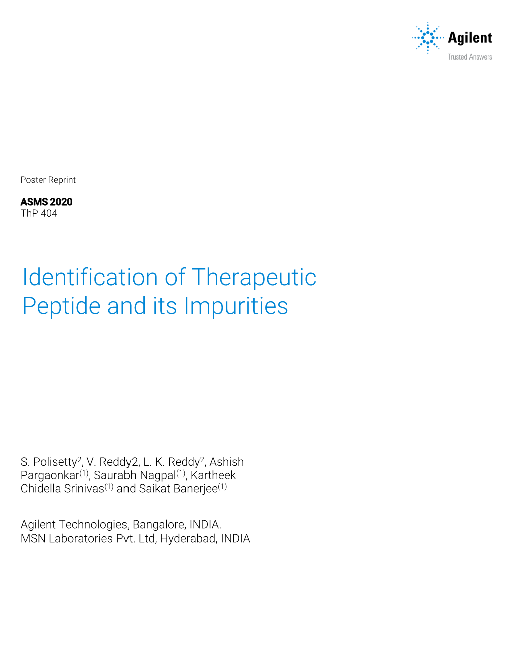 Identification of Therapeutic Peptide and Its Impurities