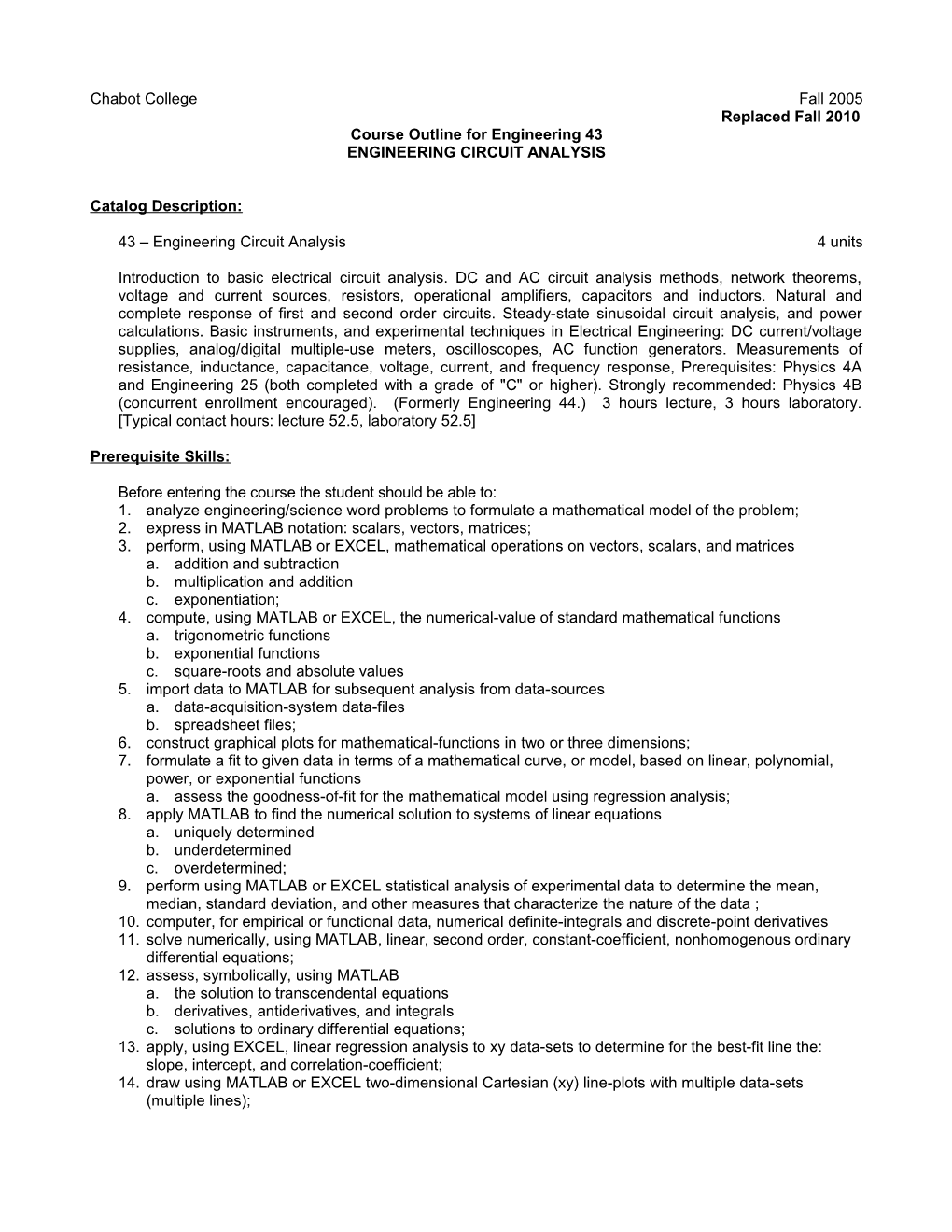 Course Outline for Engineering 43, Page 6