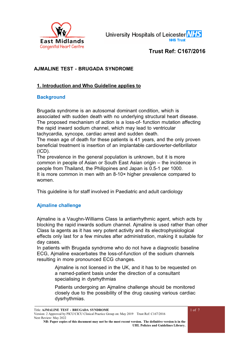 Ajmaline Test - Brugada Syndrome