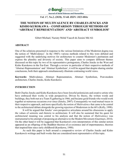 The Notion of Multivalence by Charles Jencks and Kisho Kurokawa – Comparison Through Methods of ‘Abstract Representation’ and ‘Abstract Symbolism’