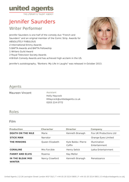 Jennifer Saunders Writer Performer