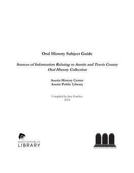 Oral History Subject Guide