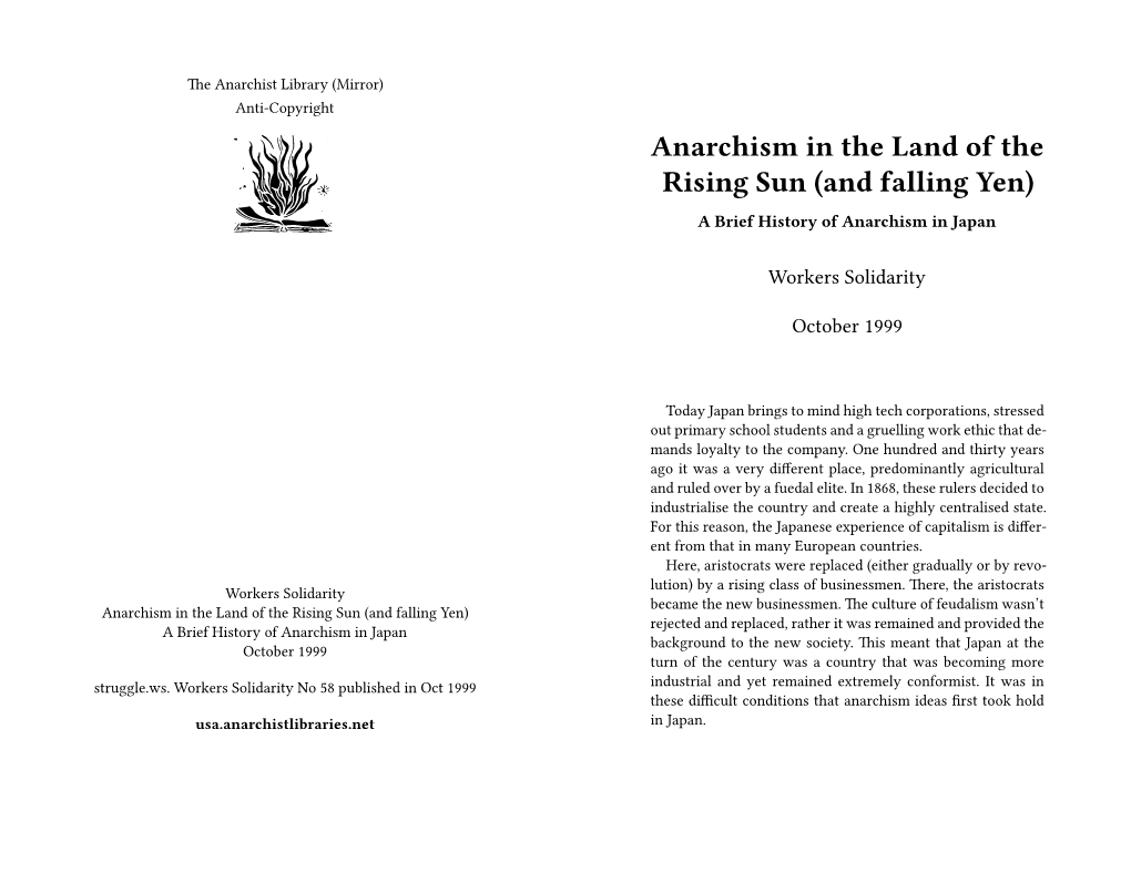 Anarchism in the Land of the Rising Sun (And Falling Yen) a Brief History of Anarchism in Japan