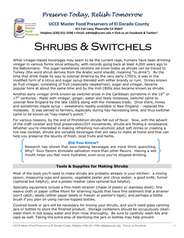 Shrubs & Switchels