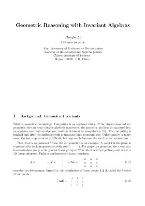 Geometric Reasoning with Invariant Algebras
