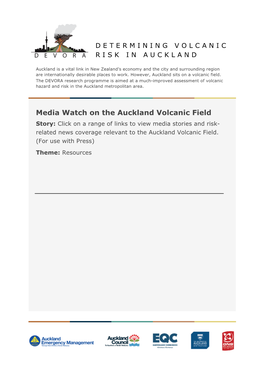 Media Watch on the Auckland Volcanic Field
