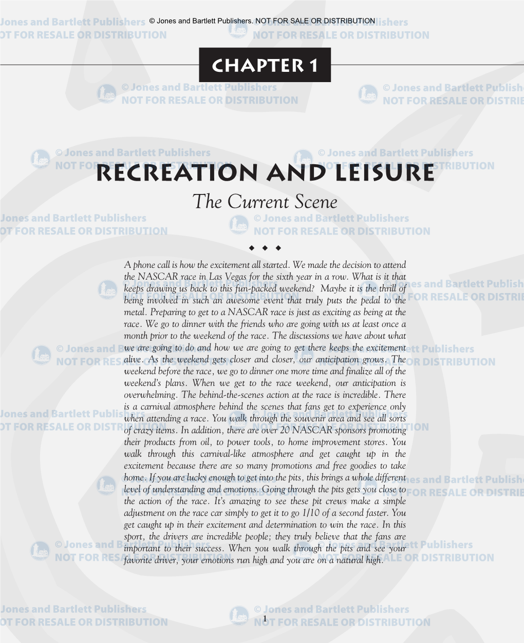 RECREATION and LEISURE the Current Scene