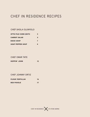 Chef in Residence Recipes