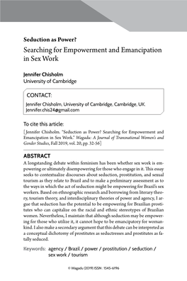 Searching for Empowerment and Emancipation in Sex Work