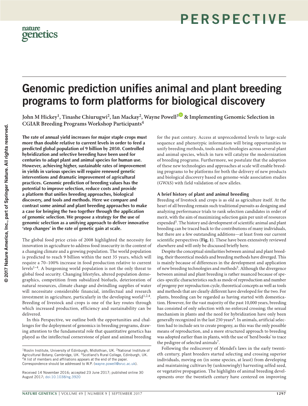 Genomic Prediction Unifies Animal and Plant Breeding Programs to Form Platforms for Biological Discovery