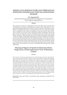 Makna Gaya Bahasa Syair Lagu Perjuangan Indonesia Pendekatan Teks Dalam Konteks Sejarah