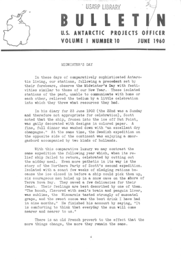 U.S. Antarctic Projects Officer Volume I Number 10 June 1960