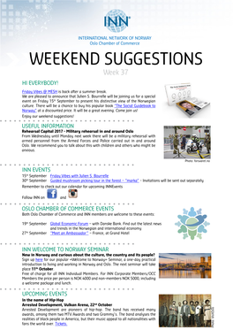 WEEKEND SUGGESTIONS Week 37 HI EVERYBODY! Friday Vibes @ MESH Is Back After a Summer Break