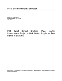 Initial Environmental Examination IND: West Bengal Drinking Water
