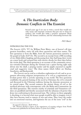 6. the Inarticulate Body: Demonic Conflicts in the Exorcist