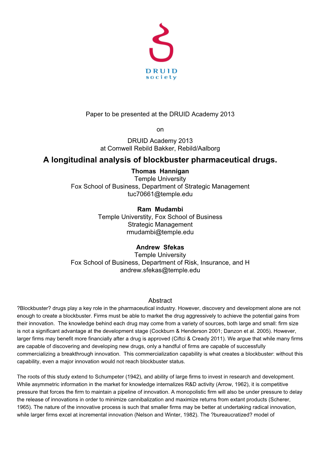 A Longitudinal Analysis of Blockbuster Pharmaceutical Drugs