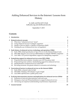 Adding Enhanced Services to the Internet: Lessons from History