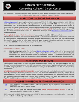 Counseling, College & Career Center Newsletter