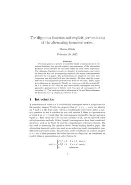 The Digamma Function and Explicit Permutations of the Alternating Harmonic Series