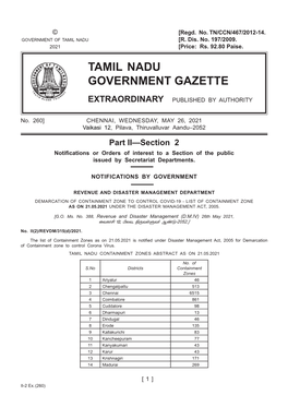 260] Chennai, Wednesday, May 26, 2021 Vaikasi 12, Pilava, Thiruvalluvar Aandu–2052