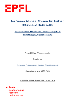 Les Femmes Artistes Au Montreux Jazz Festival : Statistiques Et Études De Cas