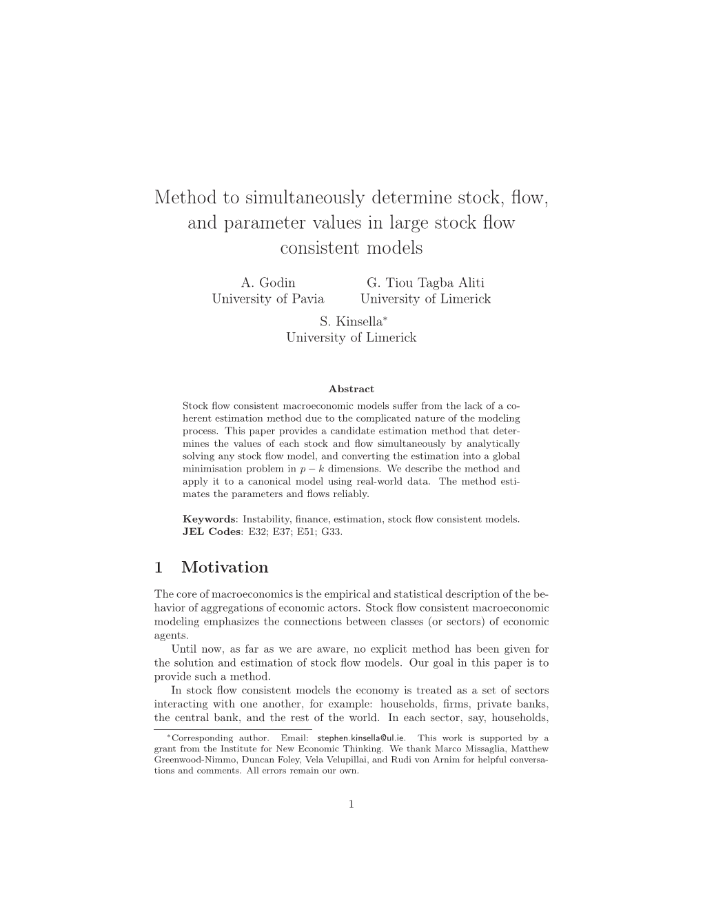 Method to Simultaneously Determine Stock, Flow, and Parameter Values In