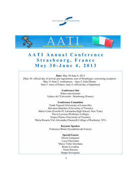 AATI Annual Conference Strasbourg, France May 30- June 4, 2013
