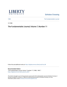 The Fundamentalist Journal, Volume 7, Number 11
