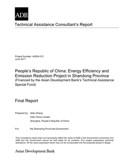 TACR: PRC: Energy Efficiency and Emission Reduction Project In