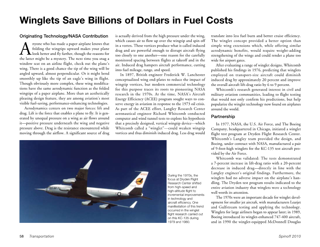 Winglets Save Billions of Dollars in Fuel Costs