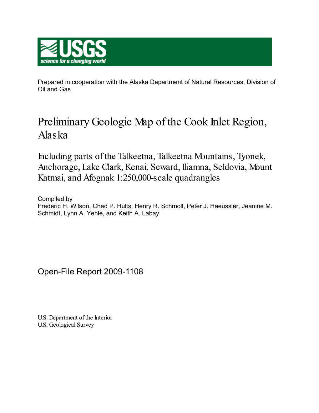 Preliminary Geologic Map of the Cook Inlet Region, Alaska